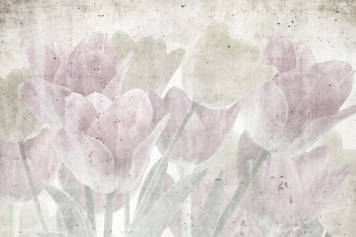 Fototapete Gemalter Strauß zarter Tulpen