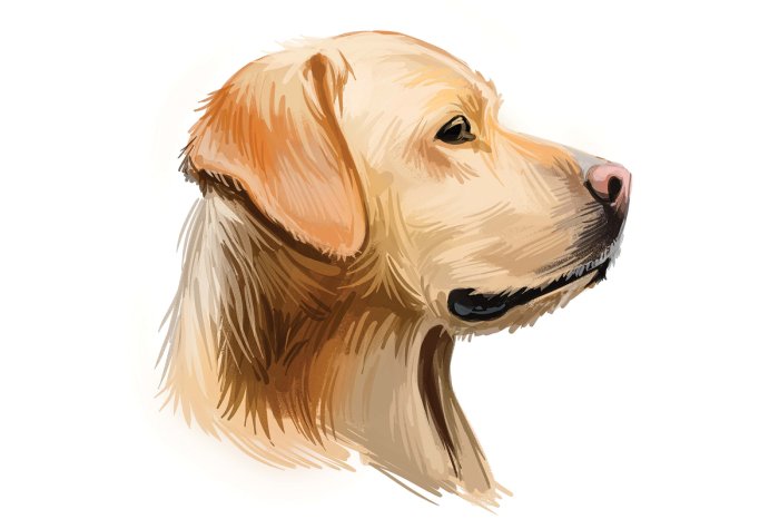 Fototapete Golden Retriever Illustration Hund auf weißem Hintergrund