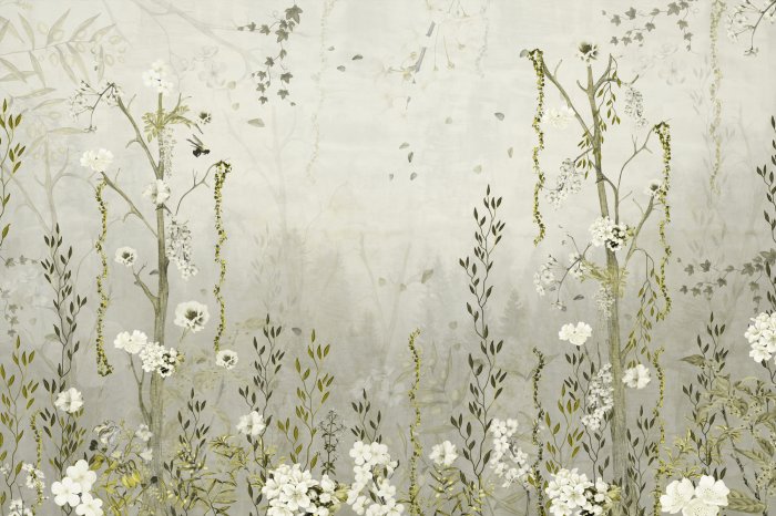 Fototapete Wilde Vegetation mit blühenden Blumen