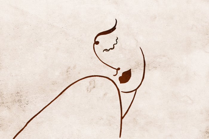 Fototapete Zeichnung eines weiblichen Gesichts auf Beton