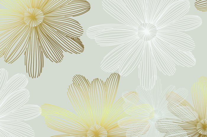 Fototapete Weißer und goldener Skizze von Gänseblümchen