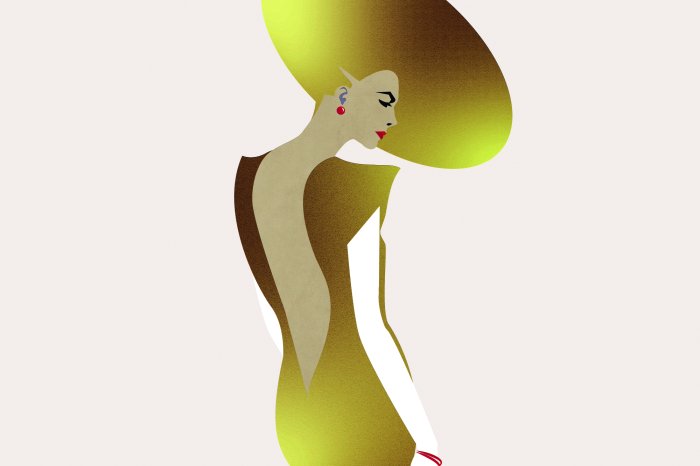 Fototapete Goldene Frau mit Hut