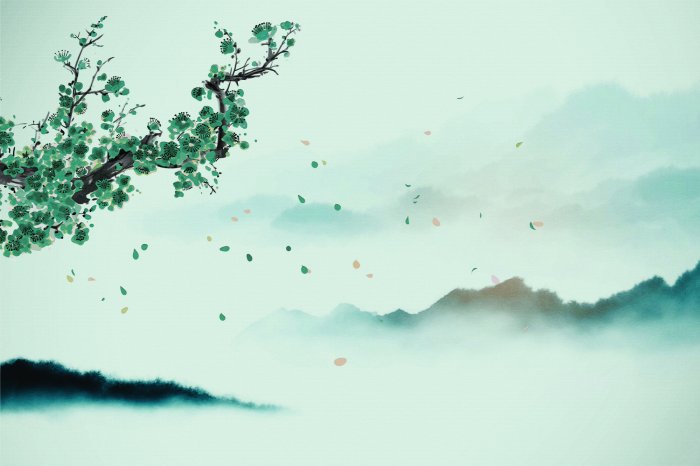 Fototapete Aquarell eines japanischen Gartens