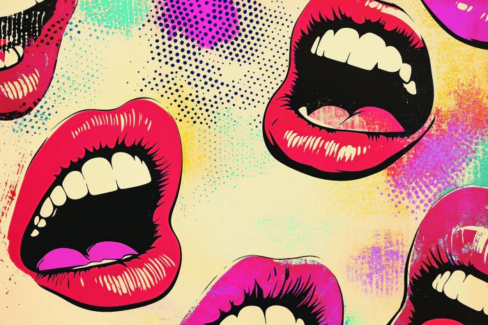 Fototapete Weibliche Lippen im Pop-Art-Stil