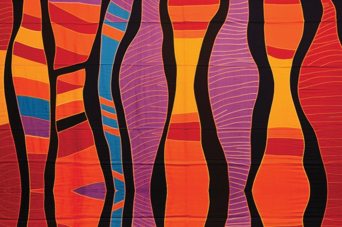 Fototapete Abstraktes Muster aus roten und gelben Formen