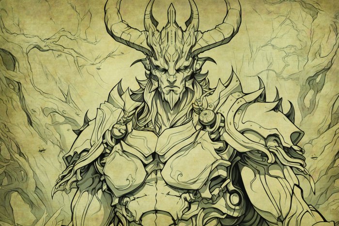 Fototapete Zeichnung eines Dämons mit Totenkopf und Flügeln