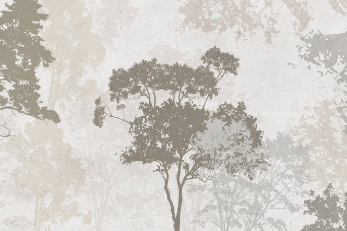 Fototapete Landschaft mit Bäumen in Beige Braun und Grau