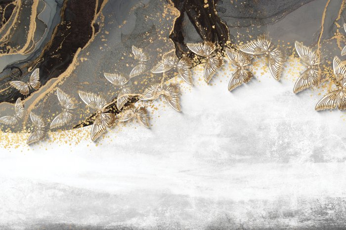 Fototapete 3D Schmetterlinge auf strukturiertem Hintergrund moderner Stil