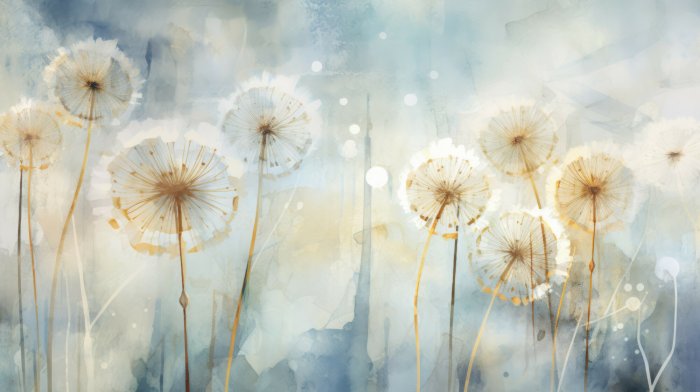 Fototapete Wildblumen im abstrakten Stil auf Aquarellhintergrund künstlerisches Muster