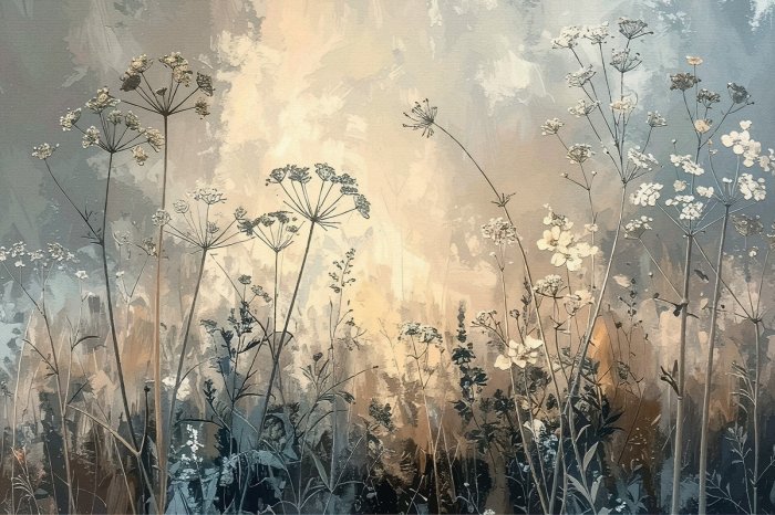 Fototapete Wildblumen, abstraktes Muster auf texturiertem Hintergrund im natürlichen Stil