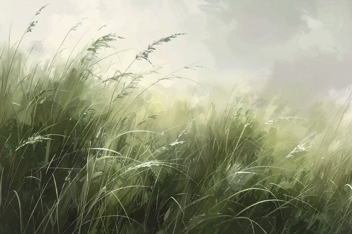 Fototapete Natürliche Landschaft, grünes Grasfeld, friedlicher Blick auf die Natur