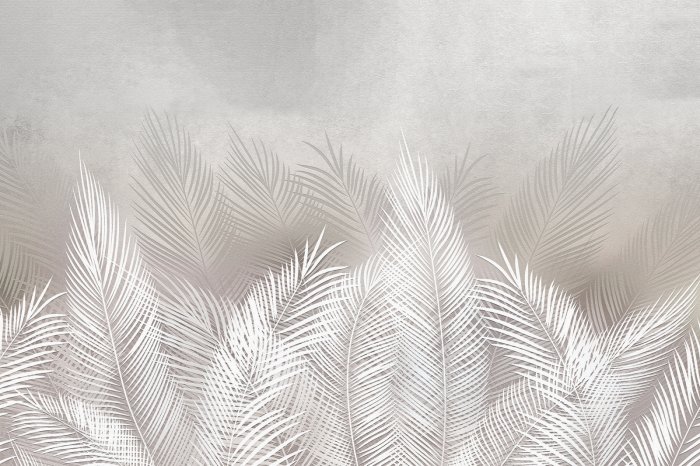 Fototapete Palmblätter botanisches Muster auf Betonstruktur