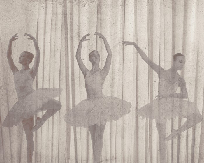 Fototapete Tanzende Ballerinas auf strukturiertem Hintergrund