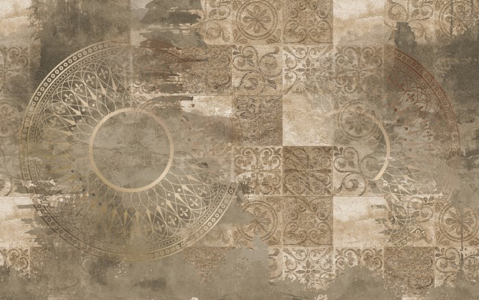 Fototapete Elegantes Ornamentmuster auf Betonhintergrund im Vintage-Stil