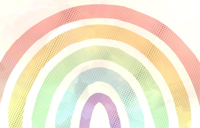 Fototapete Regenbogen in Pastellfarben mit Punkten