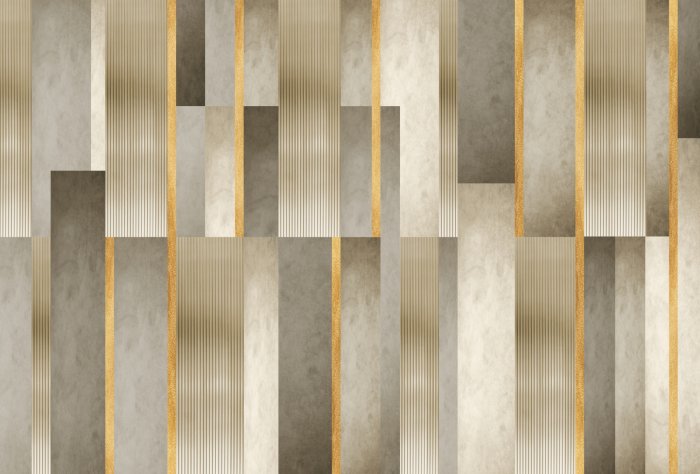 Fototapete Geometrisches Muster, goldene Streifen und Betonstruktur moderne Dekoration