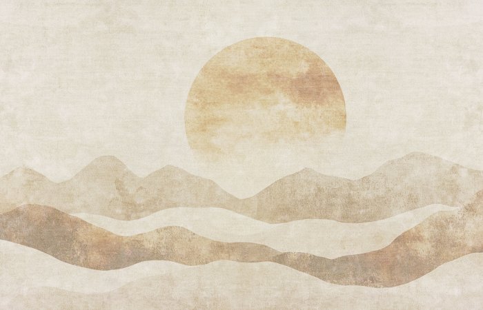 Fototapete Abstrakte Landschaft Berge und Sonnenuntergang strukturierter Hintergrund