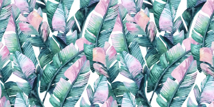 Fototapete Bananenblätter im Aquarellstil