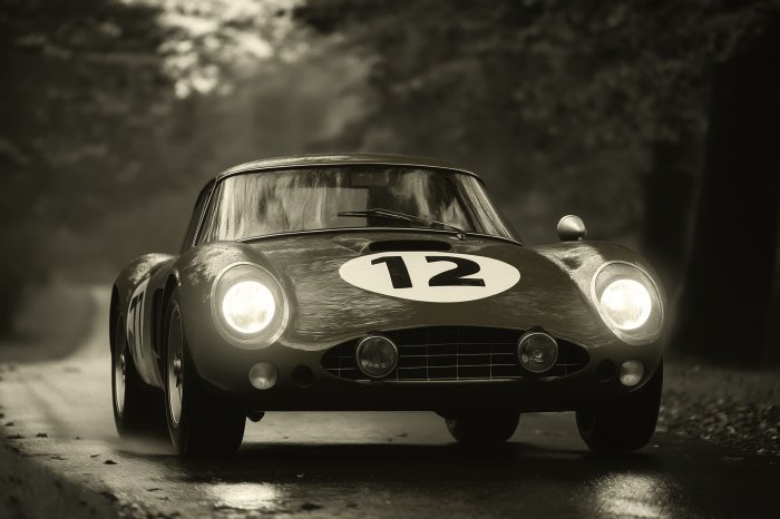 Fototapete Vintage-Autorennen auf der Straße