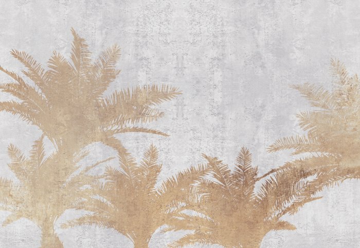 Fototapete Tropische Palmen auf strukturiertem Betonhintergrund Loft-Stil