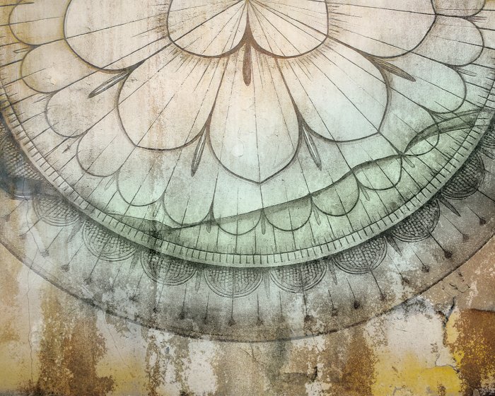 Fototapete Mandala auf Betonhintergrund im Retro-Stil