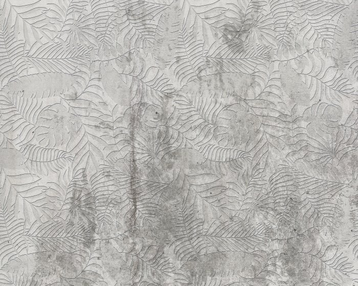 Fototapete Tropische Blätter auf strukturiertem Betonhintergrund