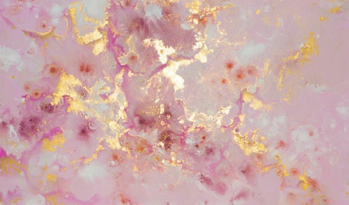 Fototapete Abstrakte Rosen-Marmorstruktur mit goldenen Verzierungen