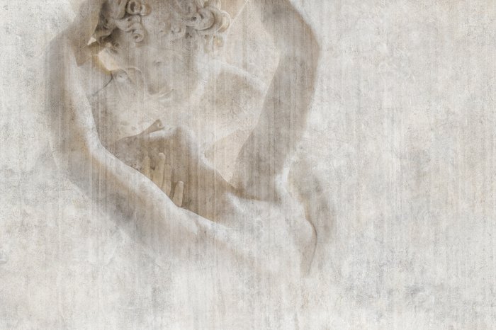 Fototapete Romantische abstrakte Skulptur Kuss mit Betoneffekt