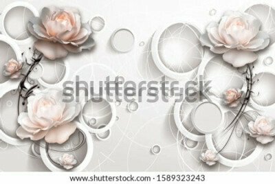 Fototapete Blumen und Ringe - 3D-abstrakt