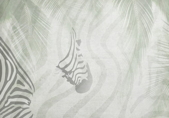 Fototapete Tierisches Zebra -Muster und Palmblätter