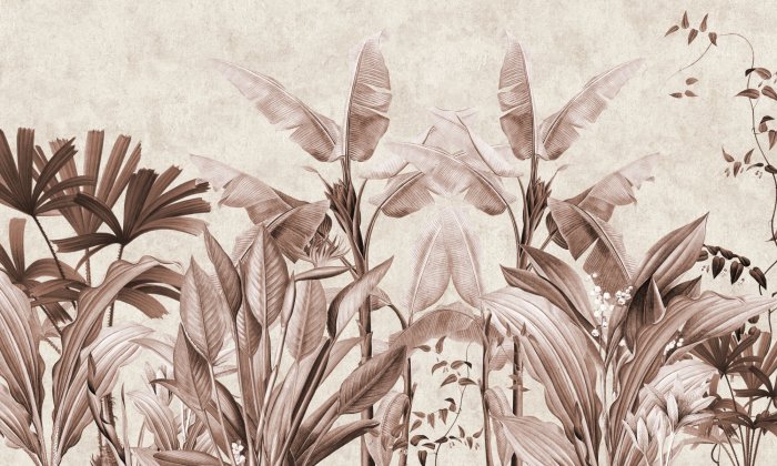 Fototapete Tropische Pflanzen in Bronze auf Betonhintergrund