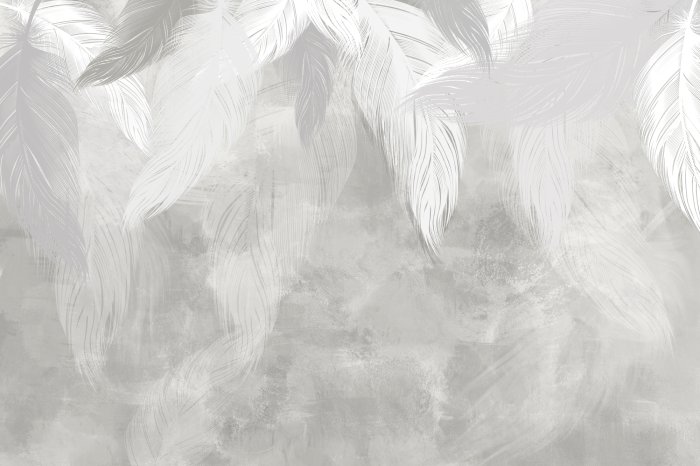 Fototapete Helle Federn auf Betonhintergrund