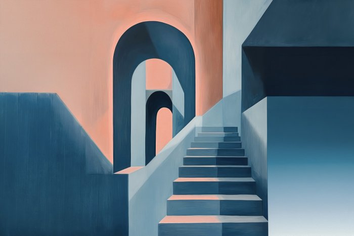 Fototapete Treppen in einer architektonischen geometrischen Komposition