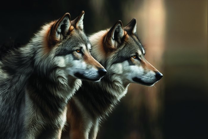 Fototapete Tiermuster mit großen Wölfen