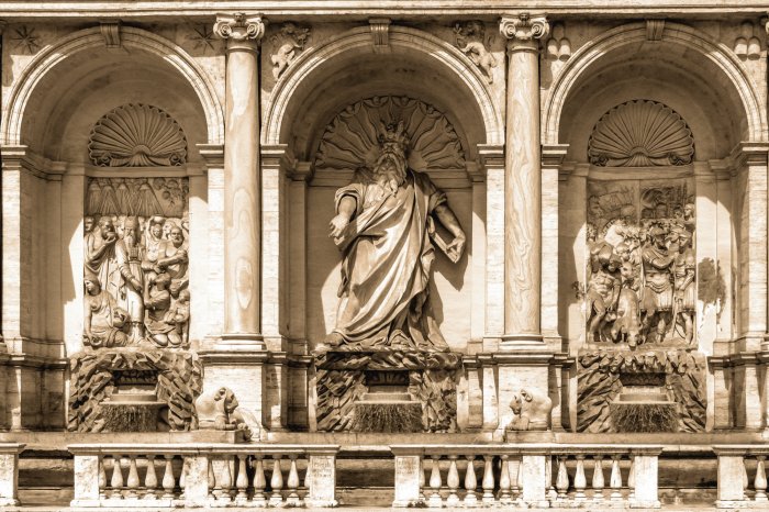 Fototapete Architektur mit einem Brunnen in Rom