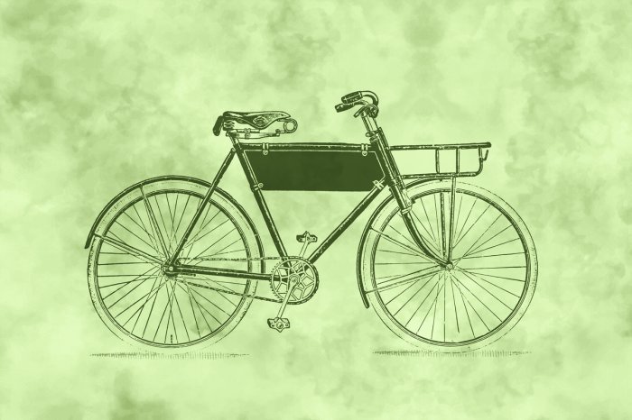 Fototapete Alter Fahrrad in einem stilisierten Vintage-Zeichnung