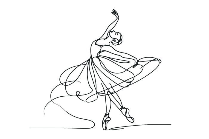 Fototapete Linien-Skizze einer tanzenden Ballerina
