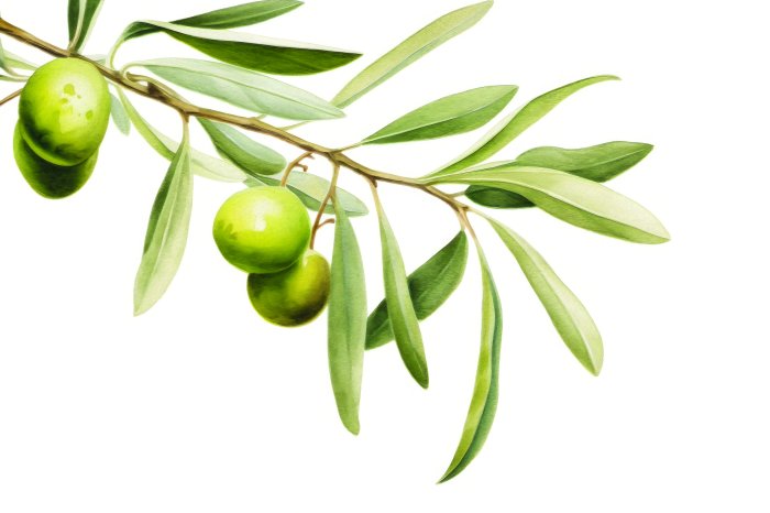 Fototapete Grüne Olivenzweig auf weißem Hintergrund