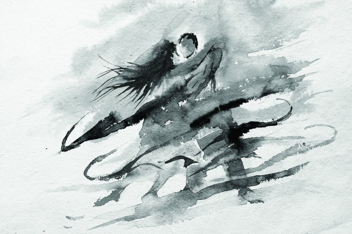 Fototapete Tanzendes Paar in verschwommenem Gemälde