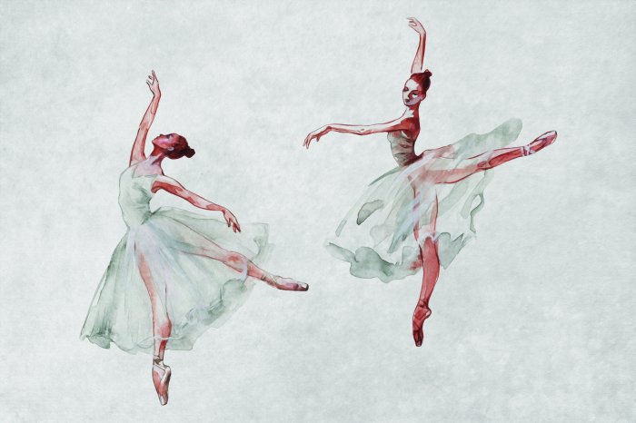 Fototapete Zarte Ballerinas, die auf einer Betonfläche tanzen