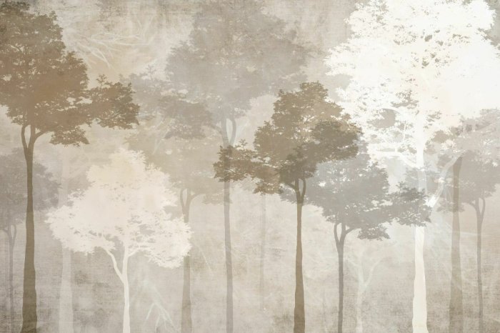 Fototapete Zarte Bäume in einer hellen Szenerie