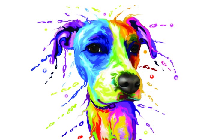 Fototapete Buntes Aquarell-Hunde-Porträt