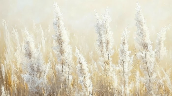 Fototapete Aquarell einer Wiese mit trockenem Gras