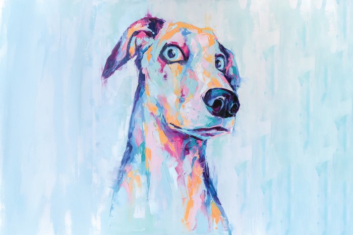 Fototapete Abstraktes Hunde-Porträt im Malstil