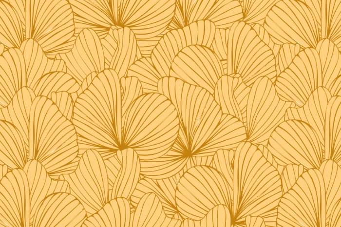 Fototapete Skizze von Blättern auf gelbem Hintergrund