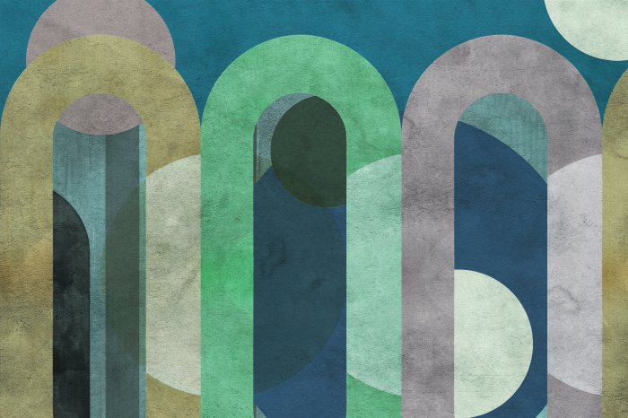 Fototapete Bunte Betonbögen und Formen