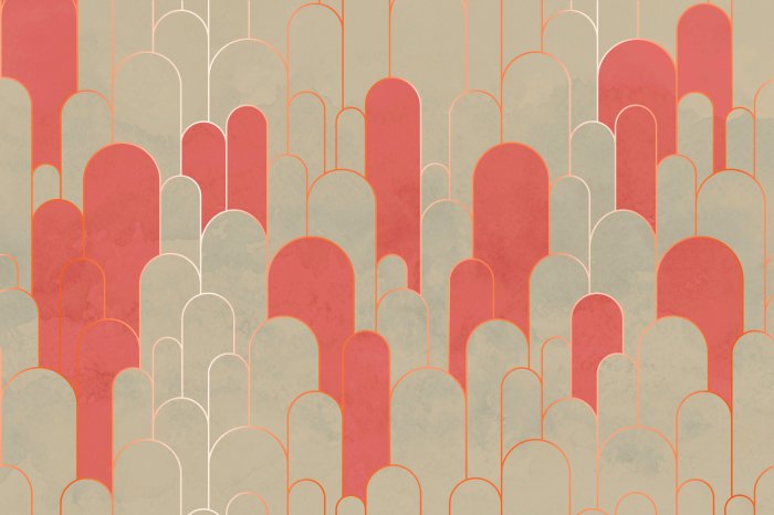 Fototapete Beige-orange Bögen mit goldener Verzierung