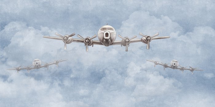 Fototapete Flugzeuge fliegen zwischen den Wolken