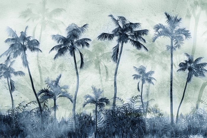 Fototapete Tropischer Dschungel auf Beton