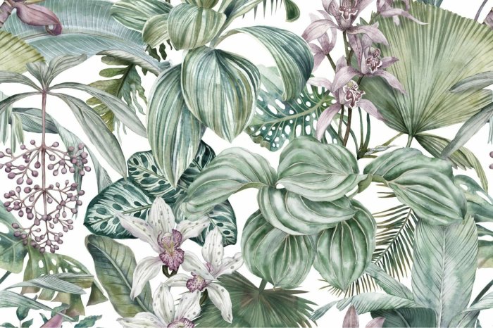 Fototapete Orchideen in üppiger Vegetation